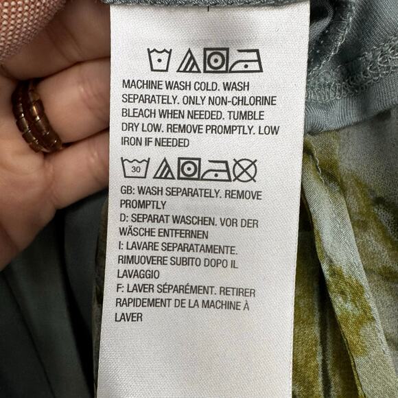 Logo Gray Green Print Long Sleeve Single Front Clasp Cardigan Womens Medium - Picture 7 of 8